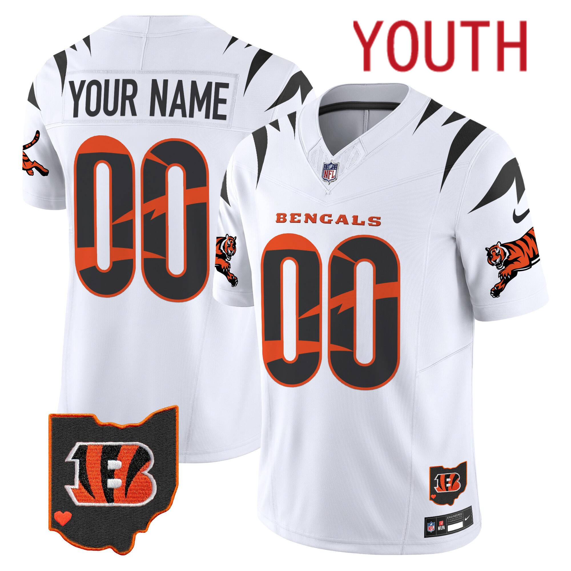 Youth  Custom Chicago Bears white 2024 Nike Limited NFL Jersey 